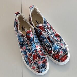Conkys Women's Red and Blue Tie-Dye Sneakers